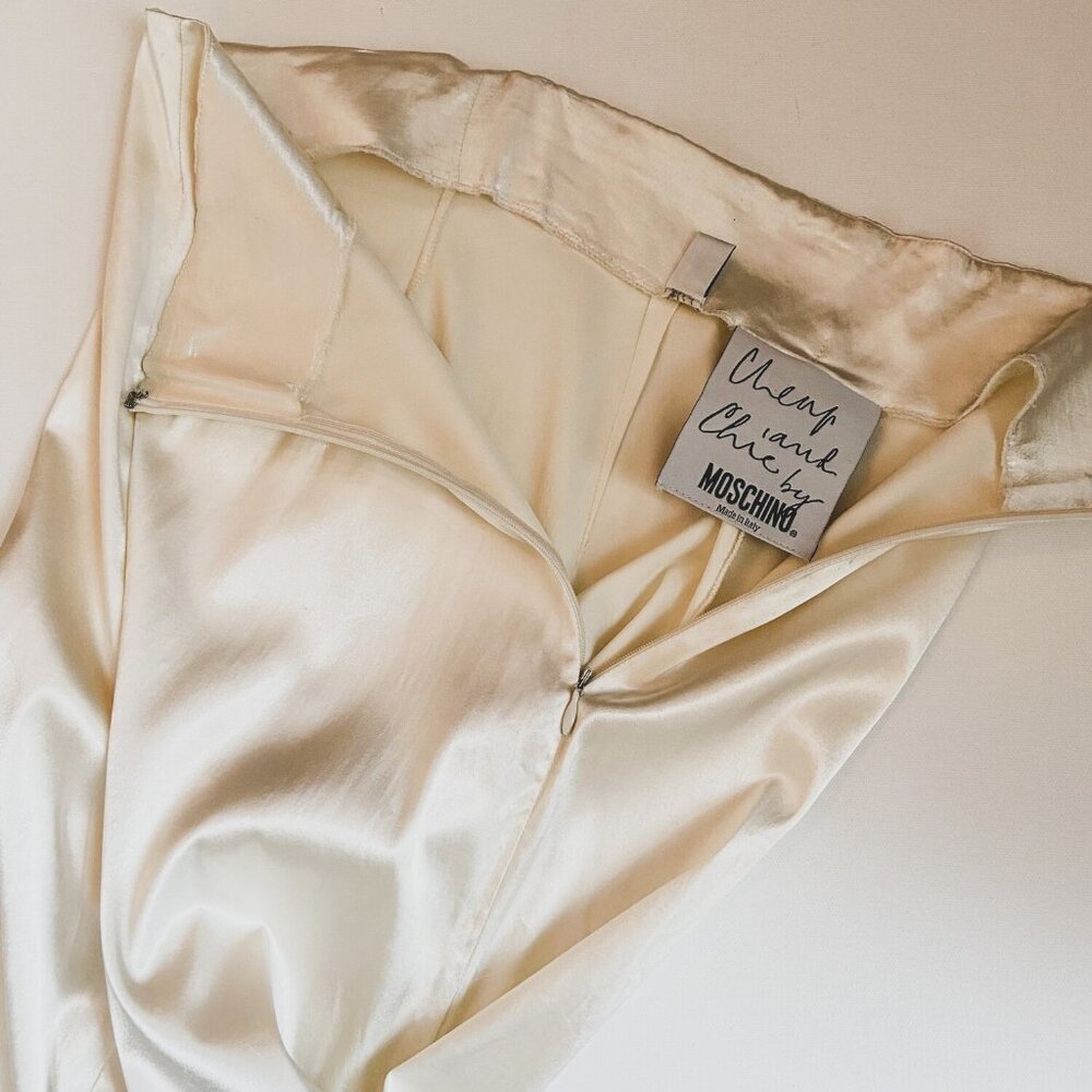 Moschino 1990s Satin Ivory Cigarette Pants